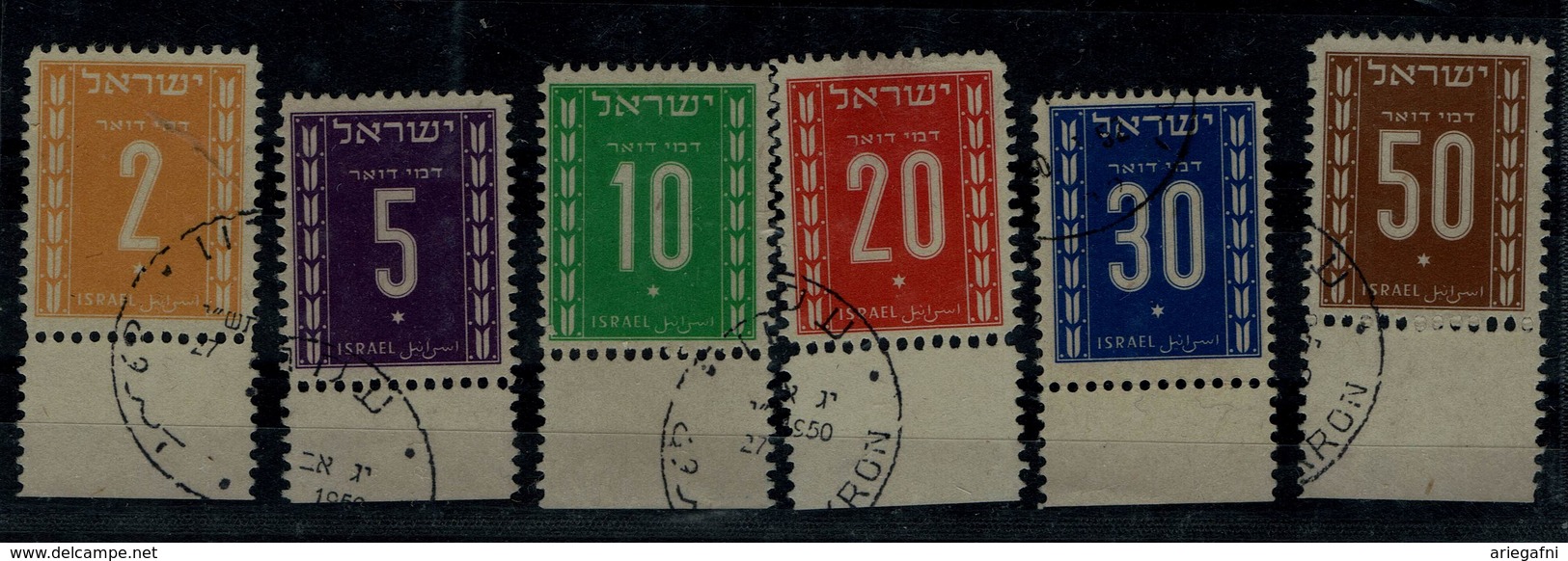 ISRAEL 1949 2nd POSTAGE DUE WITH TABS USED VF!! - Usados (con Tab)