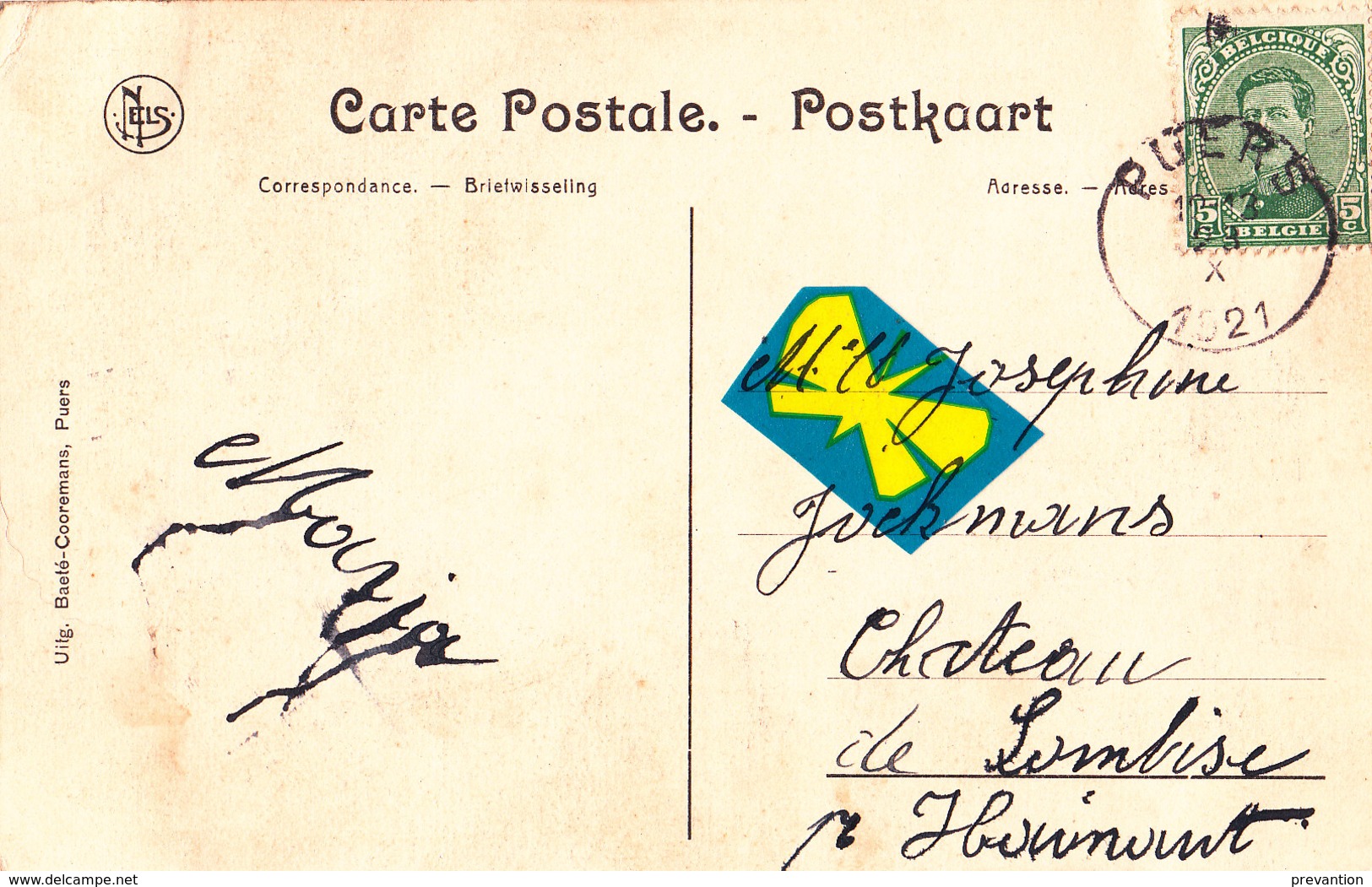 PUERS - Kerkstraat En Toren - Superbe Carte Animée Et Circulé En 1921 - Puurs