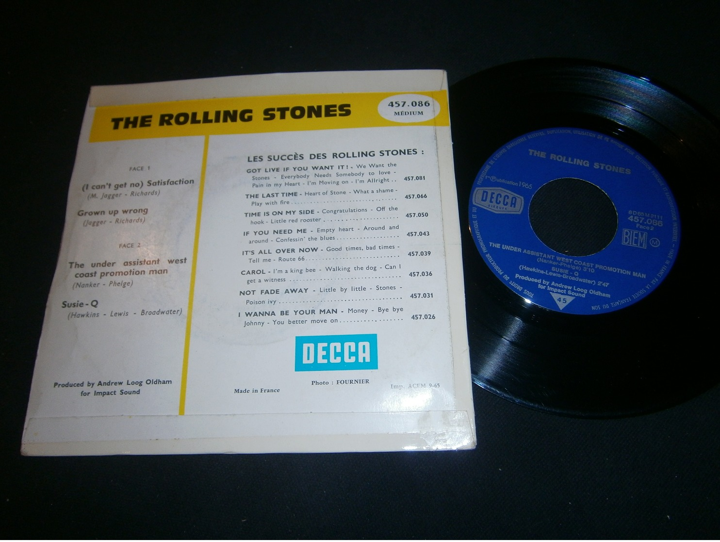 EP 45t  / The Rolling Stones Satisfaction Original  France Du 9-1965 - Rock