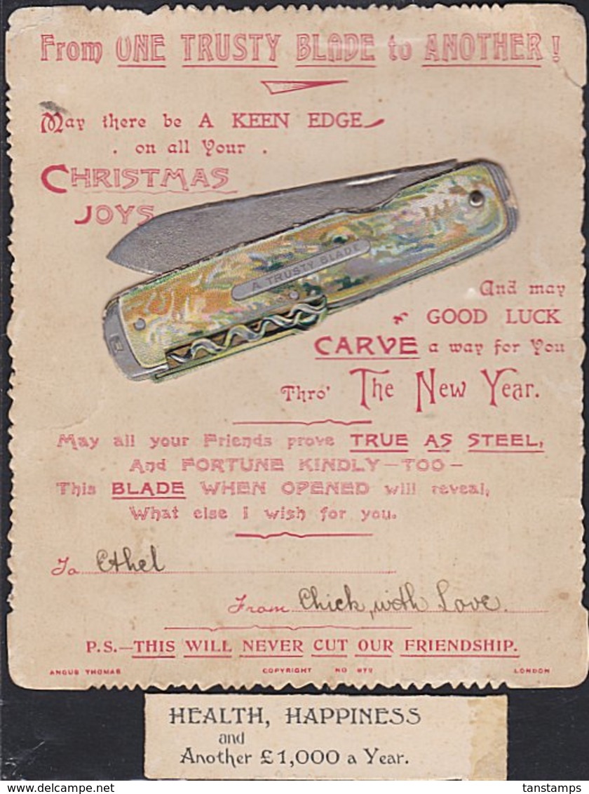 BRITISH NOVELTY POCKET KNIFE CHRISTMAS CARD - Autres & Non Classés