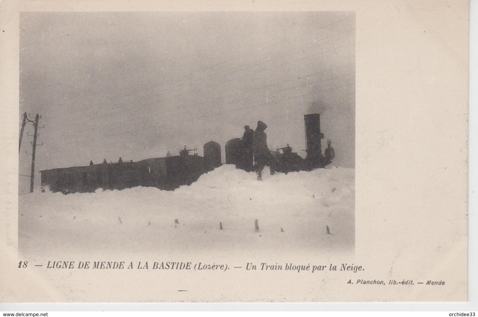 CPA Ligne De Mende à La Bastide - Un Train Bloqué Par La Neige (jolie Scène) - Mende