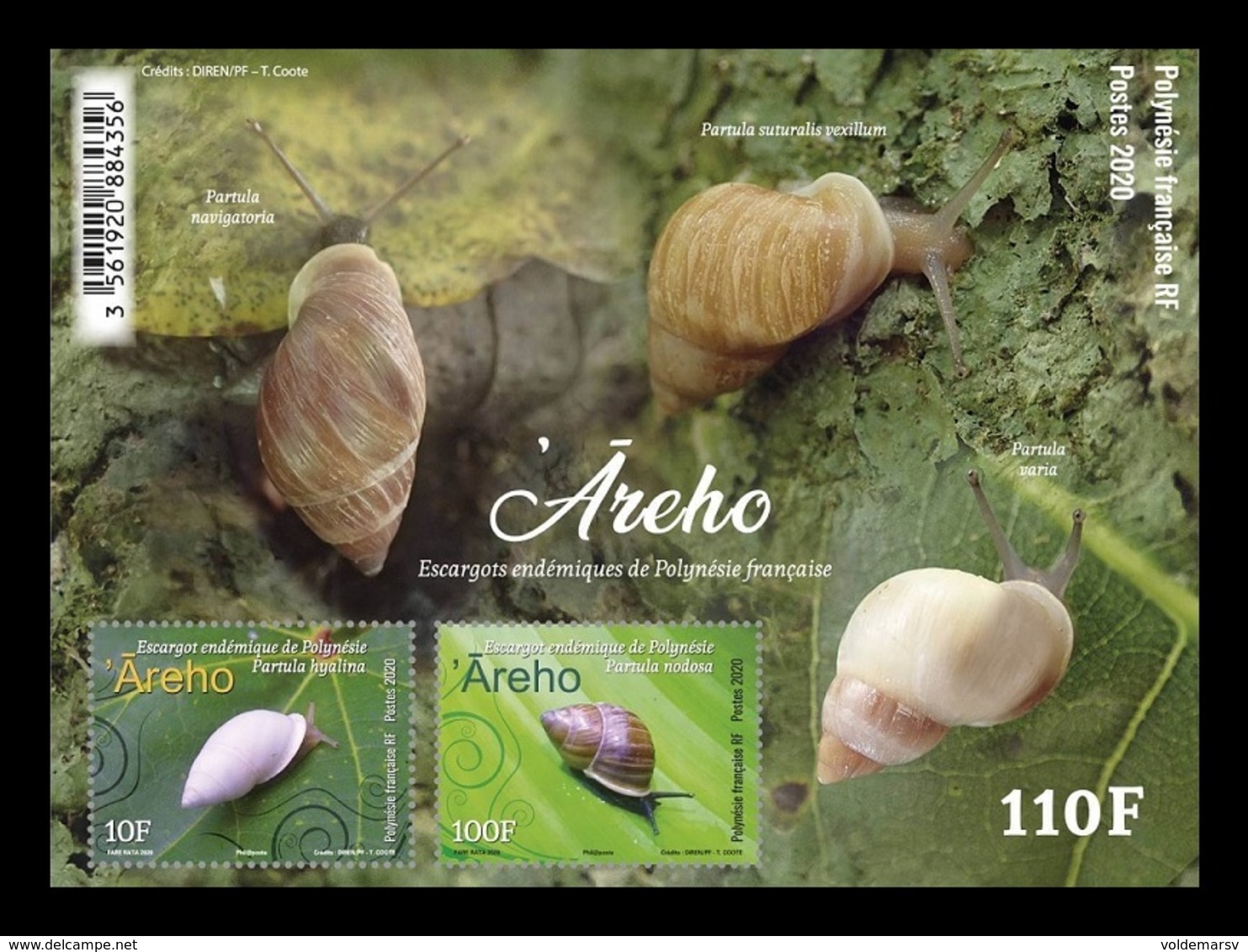 French Polynesia 2020 Mih. 1424/25 (Bl.53) Fauna. Endemic Snails MNH ** - Ungebraucht