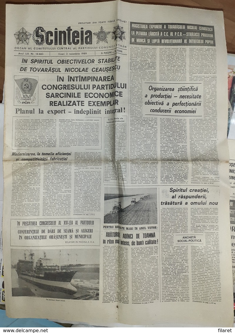ROMANIA-SCANTEIA,ROMANIAN NEWSPAPER,3 NOVEMBER 1989,,COMMUNIST PERIOD - Other & Unclassified