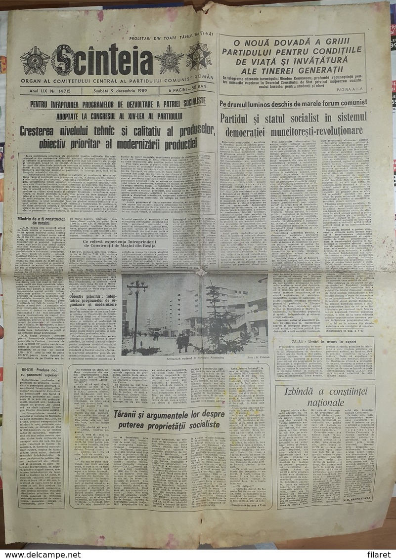 ROMANIA-SCANTEIA,ROMANIAN NEWSPAPER,9 DECEMBER 1989,,COMMUNIST PERIOD - Other & Unclassified