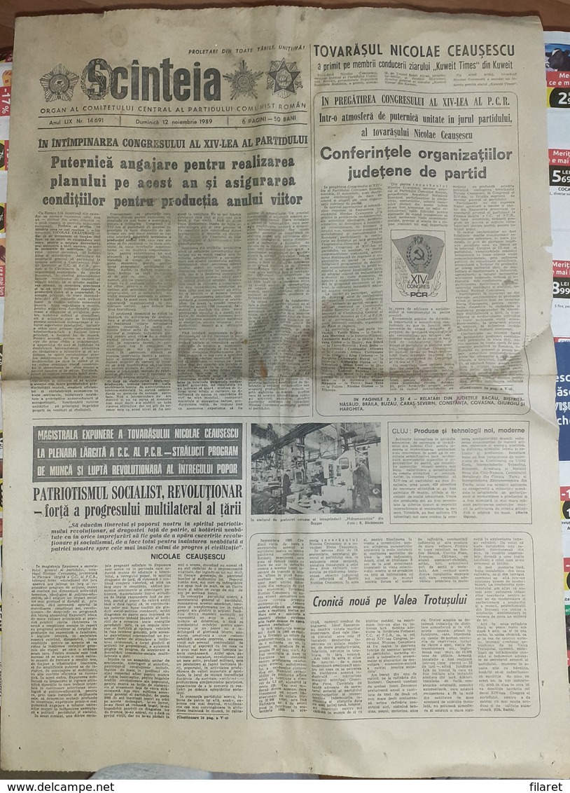 ROMANIA-SCANTEIA,ROMANIAN NEWSPAPER,12 NOVEMBER 1989,COMMUNIST PERIOD - Sonstige & Ohne Zuordnung