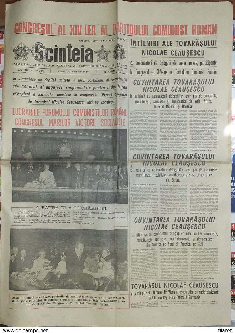 ROMANIA-SCANTEIA,ROMANIAN NEWSPAPER,24 NOVEMBER 1989,IVX CONGRES COMMUNIST PERIOD - Sonstige & Ohne Zuordnung