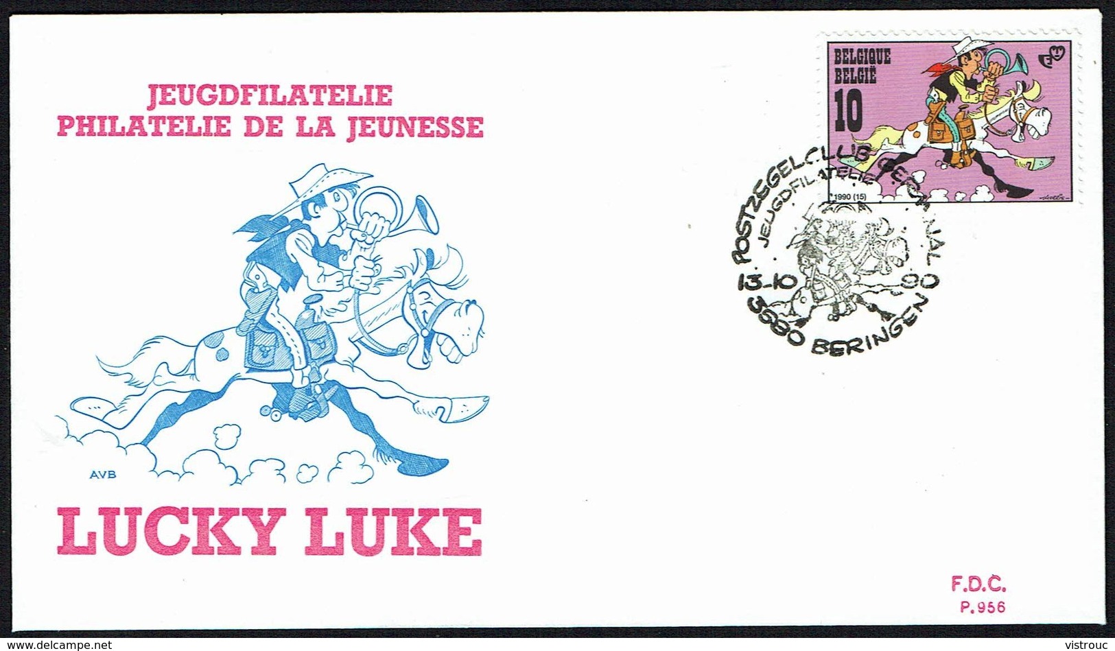 Belgique - C.O.B. N° 2390 - Oblitération 1 Ier Jour "BERINGEN - 13-10-1990" - BD - Lucky LUKE - Philatélie Jeunesse. - 1981-1990