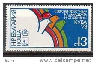 BULGARIA \ BULGARIE ~ 1978 - Festival Mondial De La Jeunessevet Des Etudiants Pour La Paix Et L'Unite A Couba - 1v** - Unused Stamps