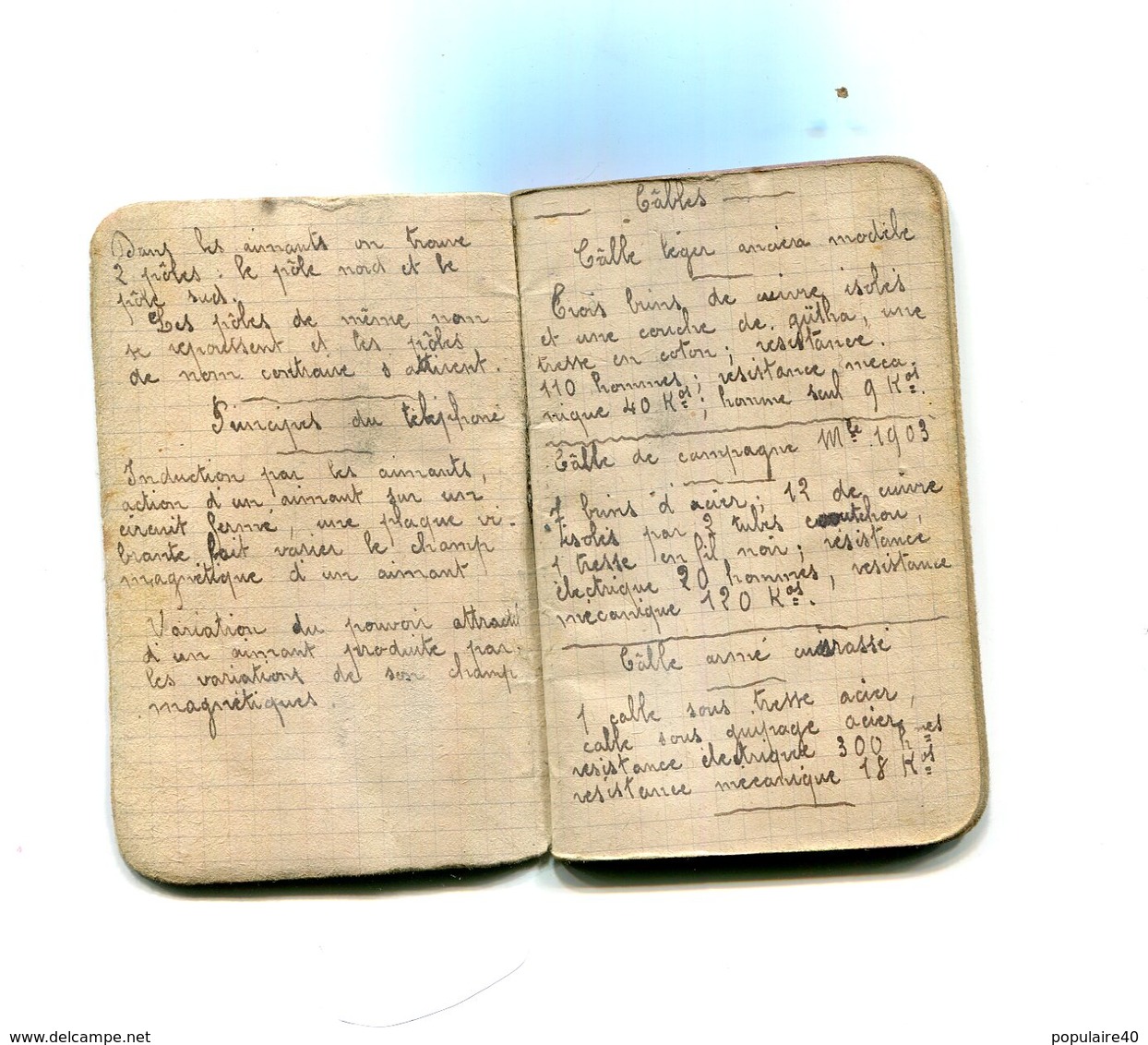 Carnet Manuscrit Soldat 124 Regiment Projecteurs 74 Regiment Rouen Téléphone Campagne Transmissions  Bataille Marne - 1914-18