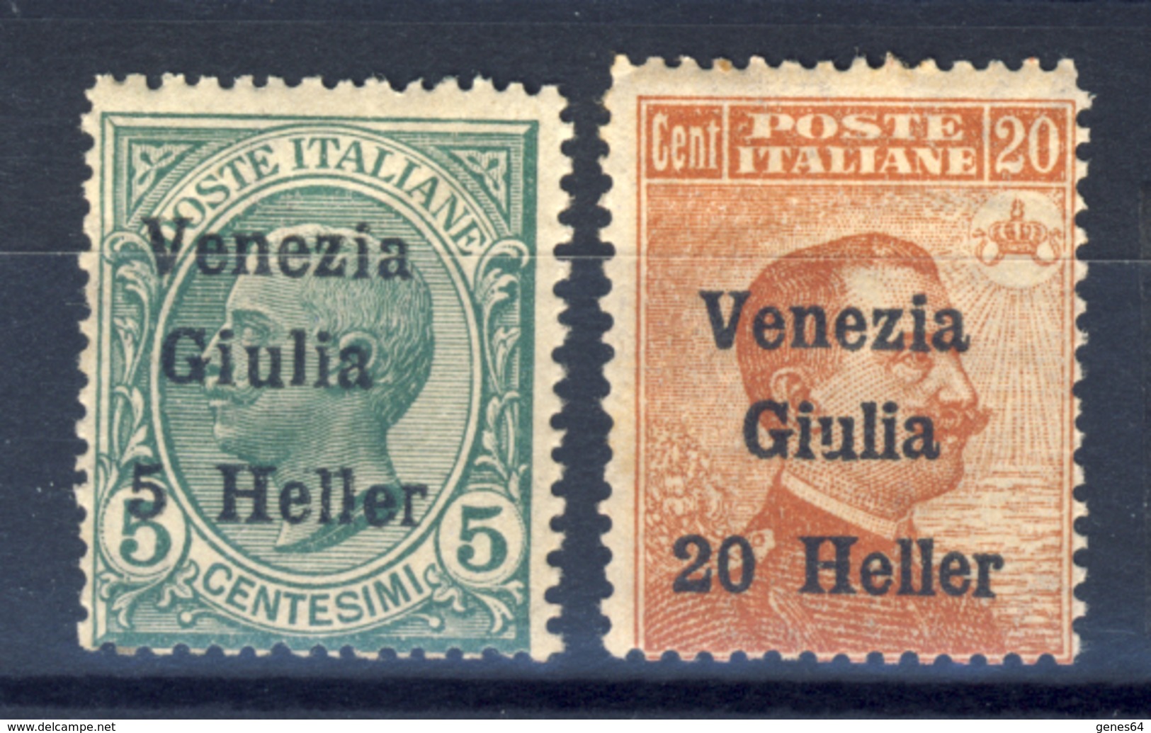 1919 - VARIETA' - Venezia Giulia - Soprastampati Serie Completa Con La "U" Di Giulia Interrotta Nel 20 Heller - Venezia Julia