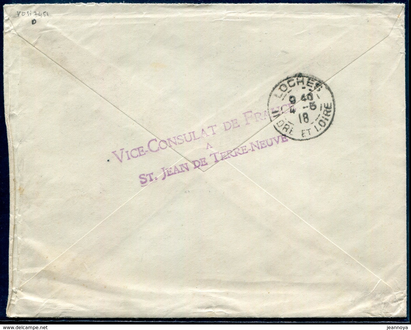 FRANCE - LETTRE EN FRANCHISE DU CONSULAT DE FRANCE A TERRE NEUVE LE 3/5/1918 POUR LOCHES - TB - Lettere In Franchigia Civile