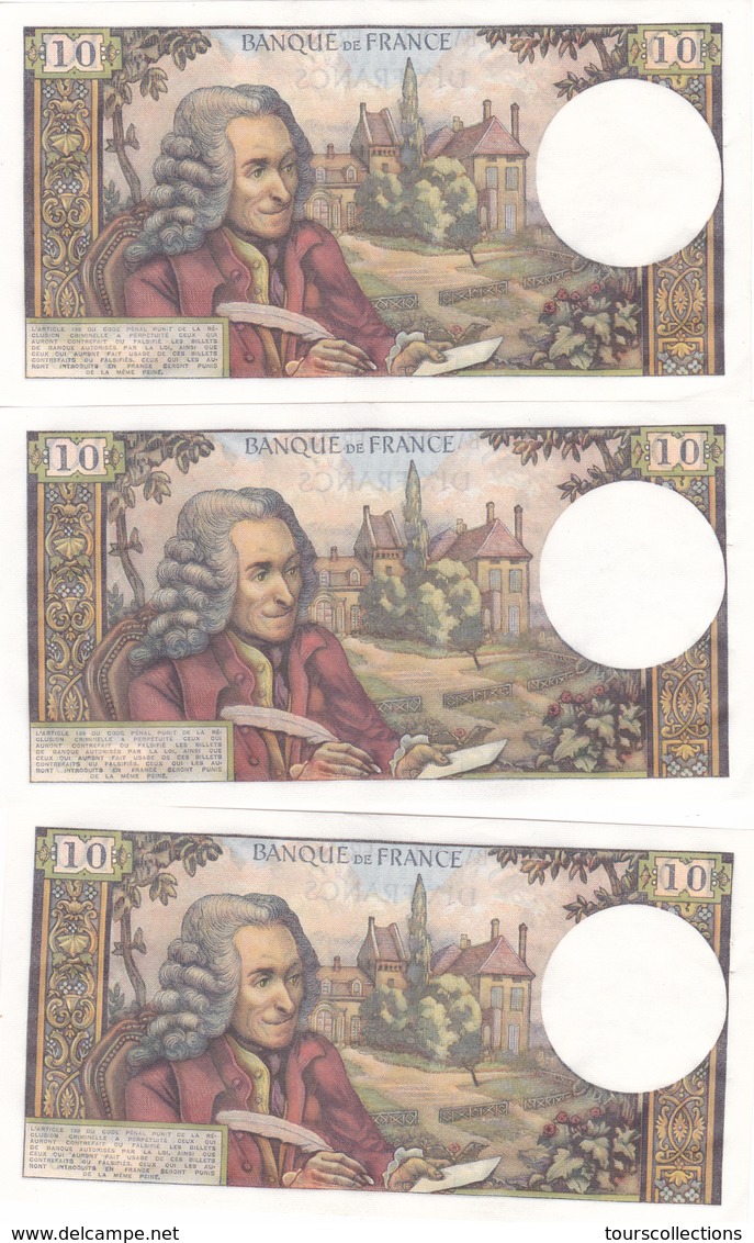 LOT De 3 Billets N° à Suivre En SPL De 10 Francs VOLTAIRE Du 4 Janvier 1968 - Alph J. 388 @ N° Fayette : 62.31 - 10 F 1963-1973 ''Voltaire''