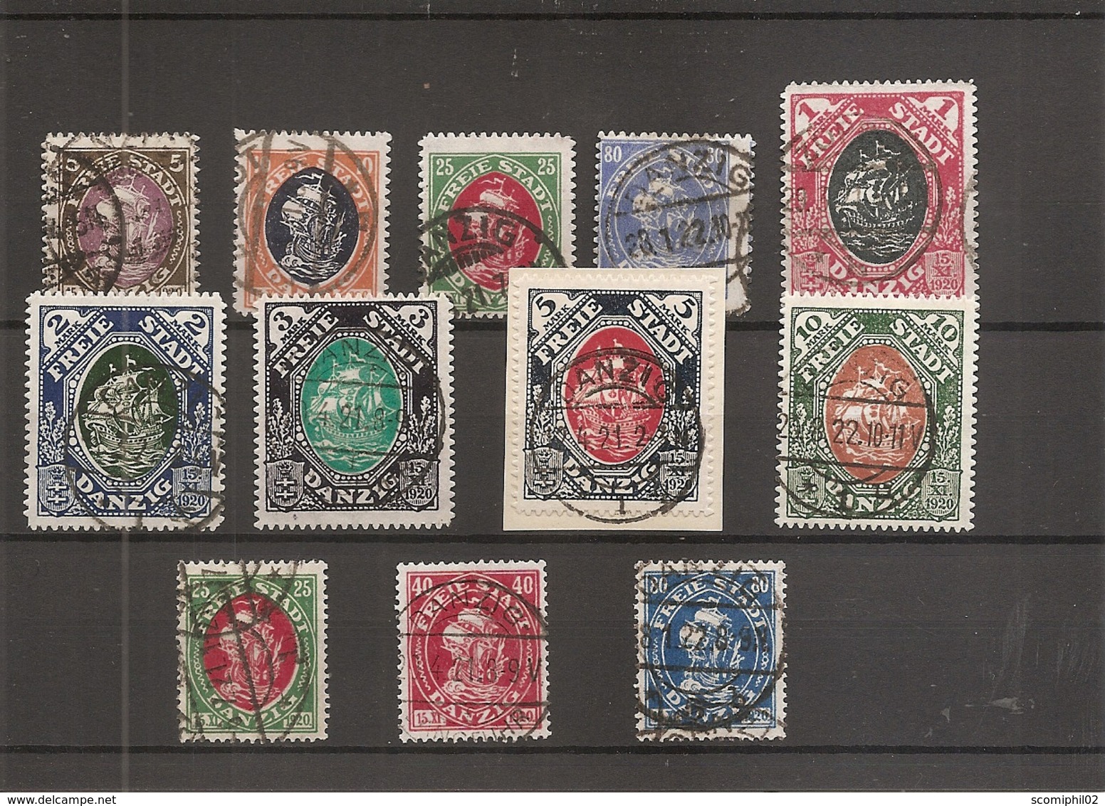 Dantzig ( Lot De 12 Timbres Différents De 1921 Oblitérés ) - Other & Unclassified