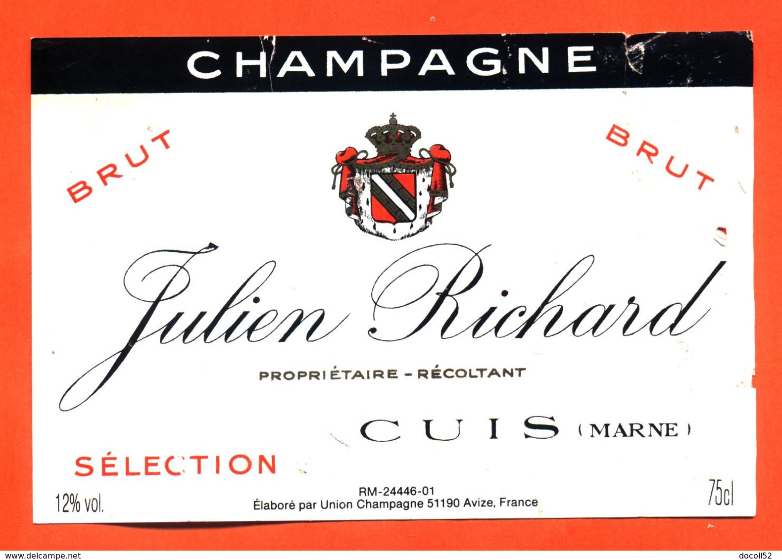 étiquette De Champagne Brut Julien Richard à Cuis - 75 Cl - Champagne