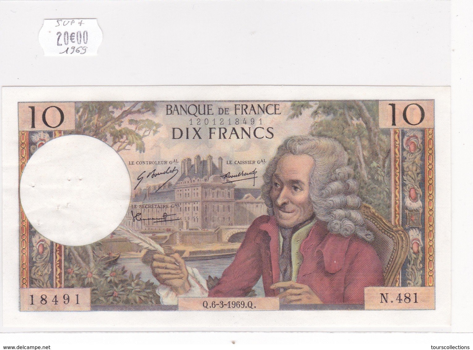 Billet En SUP + Du 10 Francs VOLTAIRE Du 6 MARS 1969 - 18491 Alph N. 481 @ N° Fayette : 62.37 - 10 F 1963-1973 ''Voltaire''