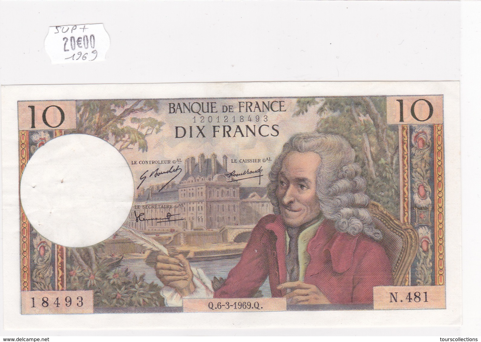 Billet En SUP + Du 10 Francs VOLTAIRE Du 6 MARS 1969 - 18493 Alph N. 481 @ N° Fayette : 62.37 - 10 F 1963-1973 ''Voltaire''