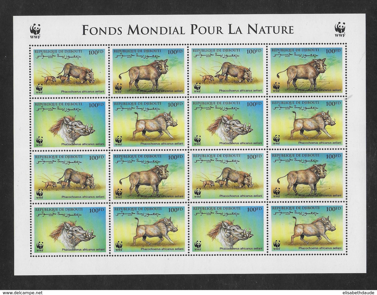 DJIBOUTI -  ANIMAUX - YVERT N° 745/748 ** MNH - FEUILLE COMPLETE - Dschibuti (1977-...)