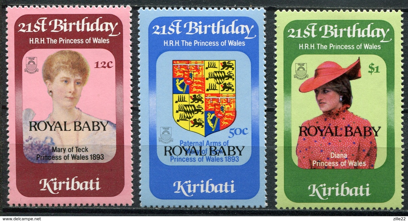 Kiribati Mi#  405-7 Postfrisch MNH - Lady Diana Royal Baby William - Kiribati (1979-...)