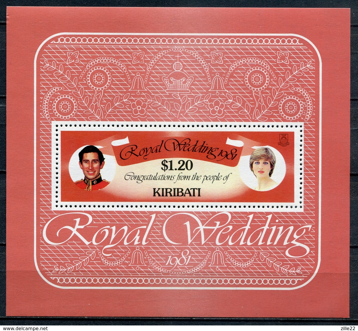 Kiribati Mi# Block 8 Postfrisch MNH - Lady Diana  Royal Wedding - Kiribati (1979-...)