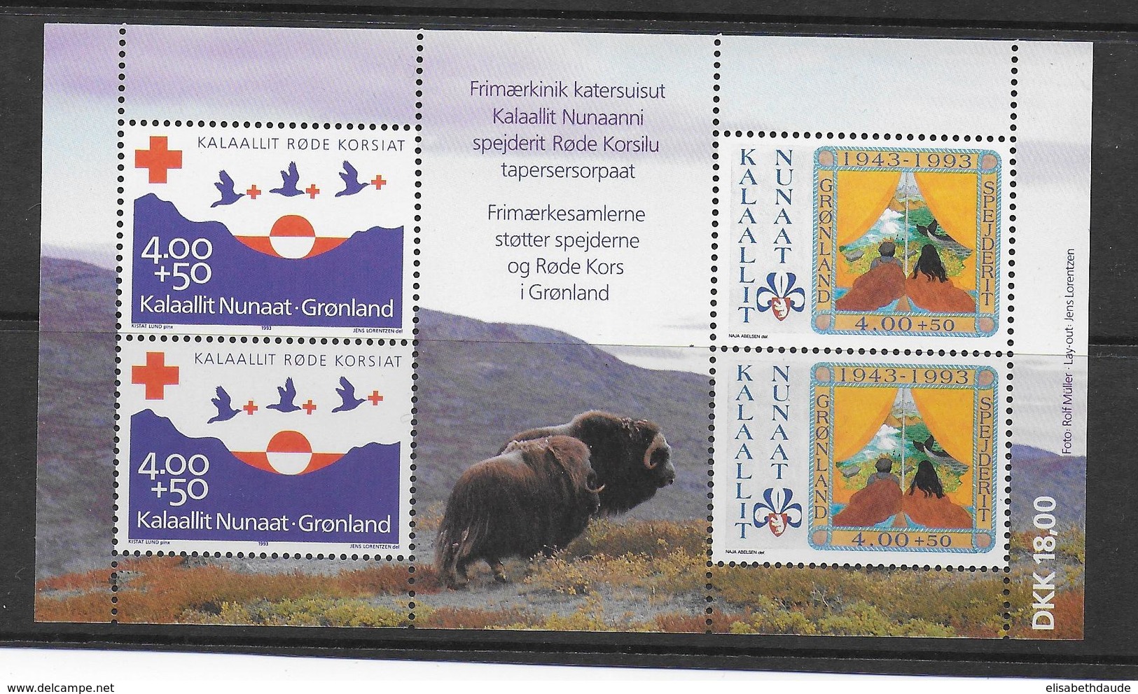 GROENLAND - BLOCS YVERT N° 4 ** MNH - COTE = 22.5 EUR - CROIX-ROUGE + SCOUTISME + ANIMAUX - Blocks & Kleinbögen