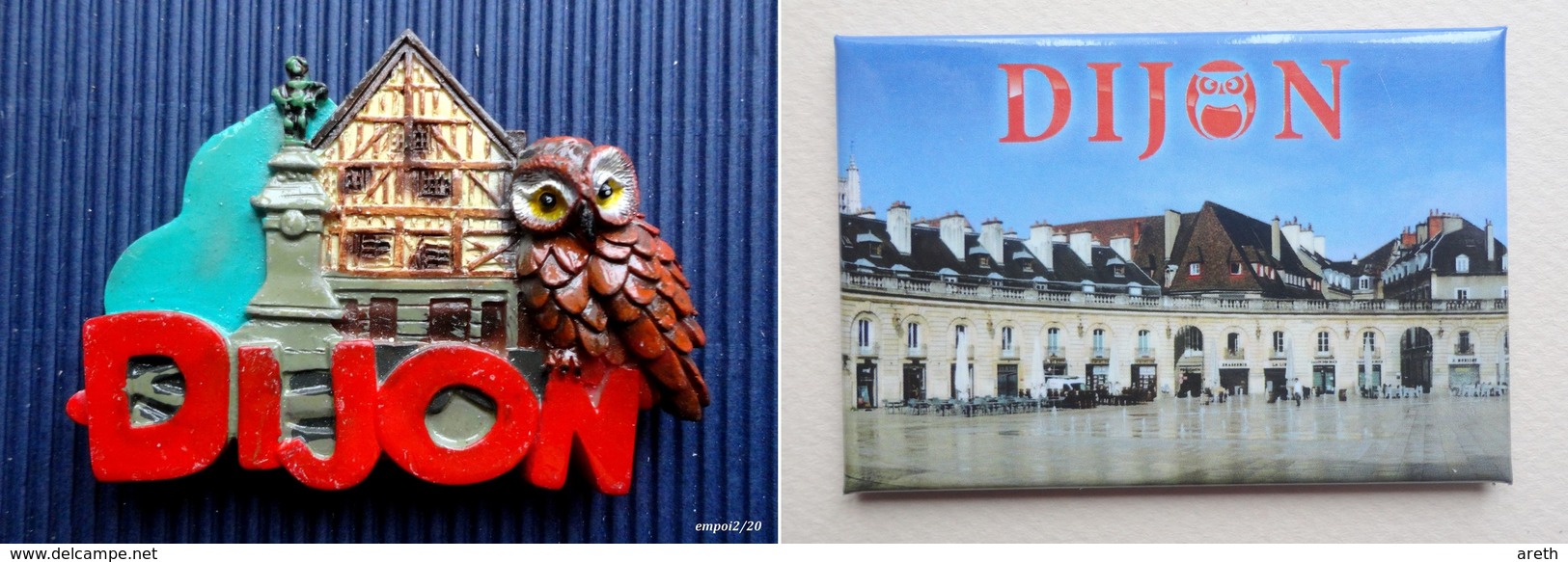 2 Magnets DIJON - Chouette,Le Bareuzai, Palais Des Ducs.. - Toerisme