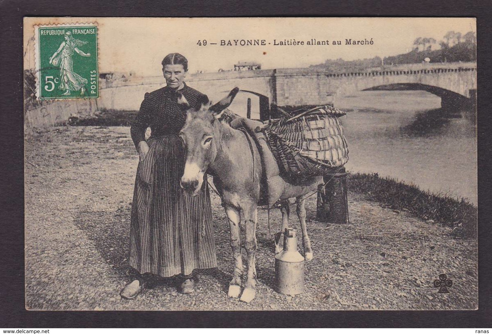 CPA Ane Donkey Circulé Bayonne Laitière - Anes