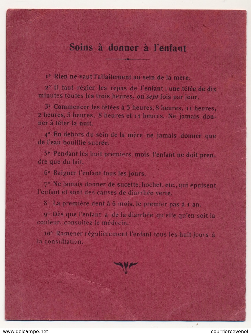 MAROC - GOUTTE DE LAIT De KHOURIGBA - Livret De Consultations Pour Nourrissons -1937 - Unclassified