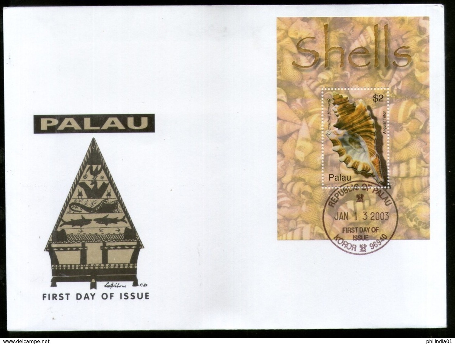 Palau 2003 Sea Shell Cowries Marine Life Sc 711 M/s FDC # 9423 - Marine Life