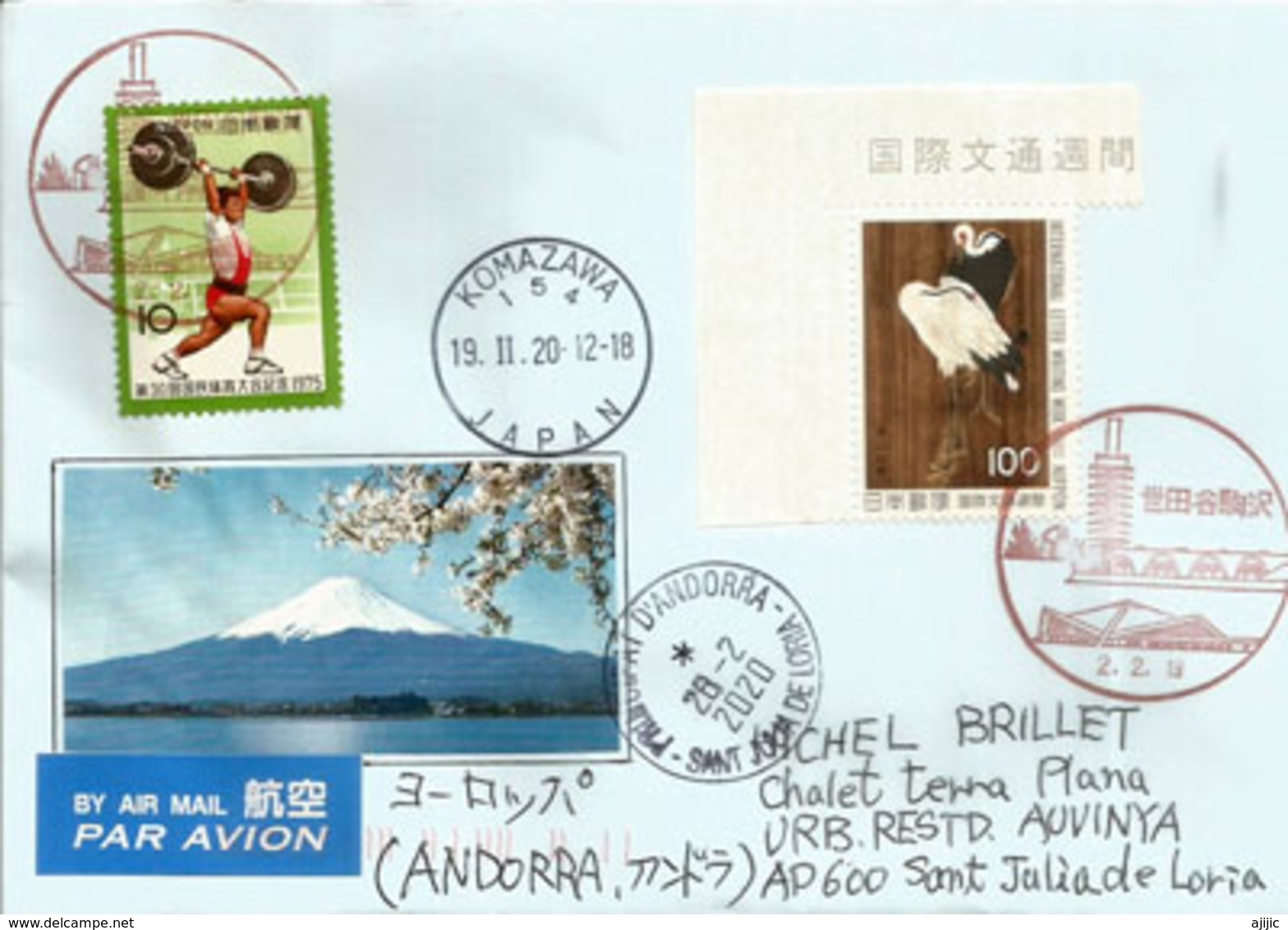 JAPAN: Mount Fuji,the Highest Volcano In Japan 3,776 M. On Letter Japan Sent To Andorra,with Arrival Postmark - Volcanos