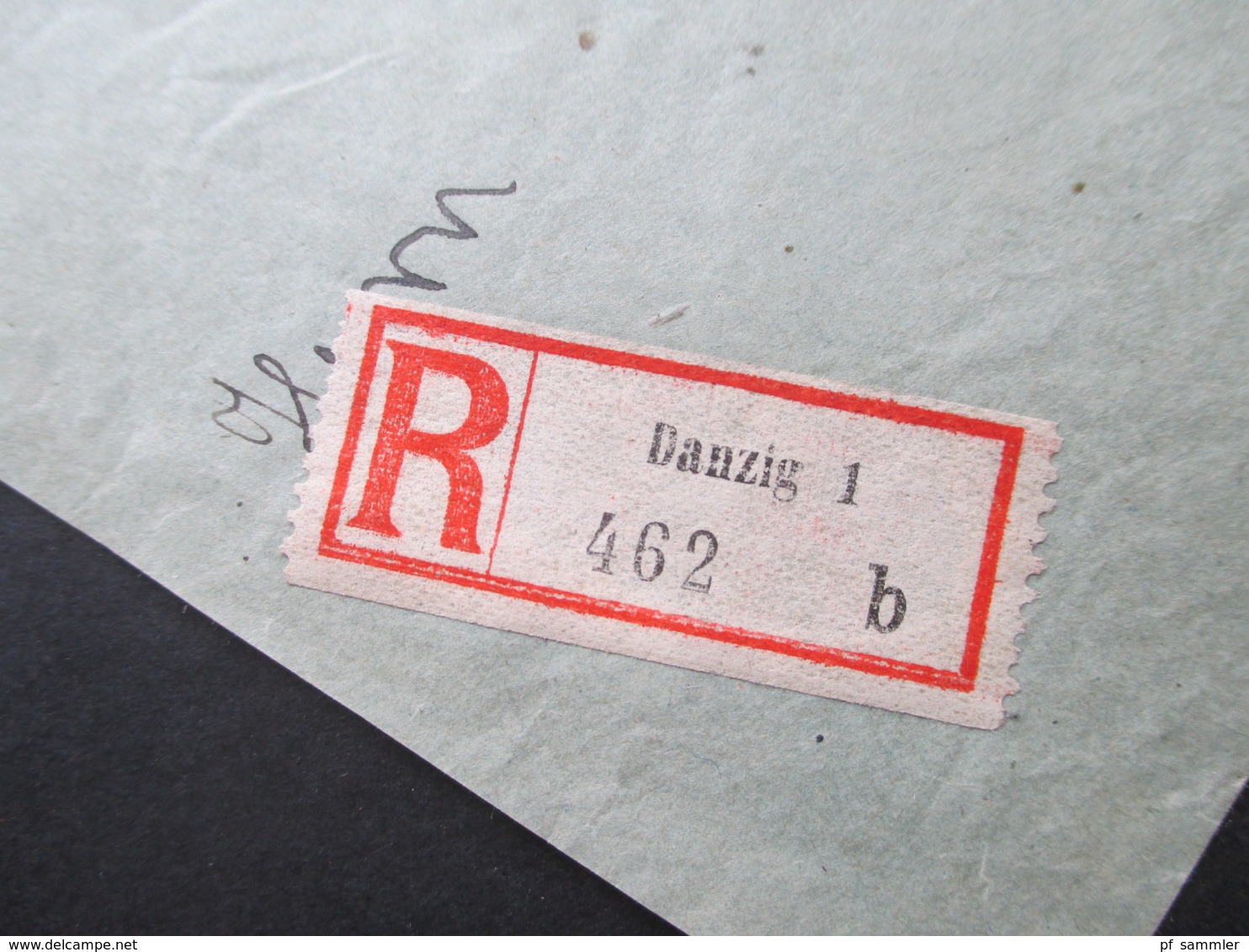 Danzig 1923 Kleines U. Großes Staatswappen Einschreiben R-Zettel Danzig 1 462 B Nach Frankfurt A.M. Mit Ank. Stempel - Lettres & Documents