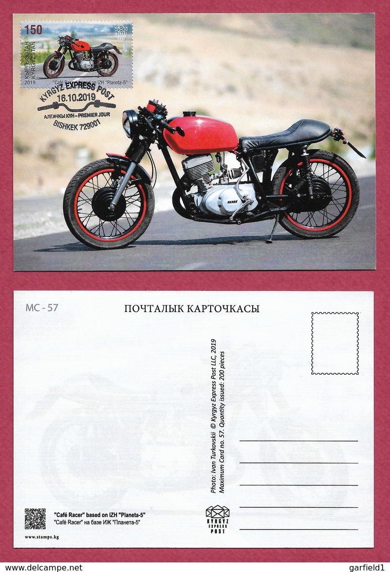 Kirgisistan 2019 , Motorräder - 4 Maximum Card`s - Premier Jour Kyrgyz Express Post 16.10.2019 - Kirgisistan