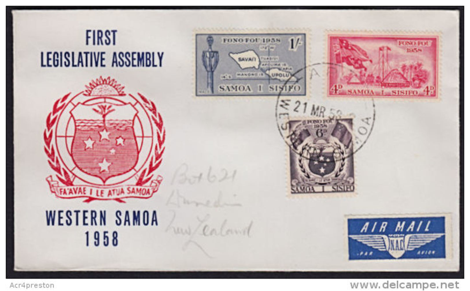 A0380a WESTERN SAMOA 1958, SG 236-8 Inauguration Of Samoan Parliament, FDC - Samoa