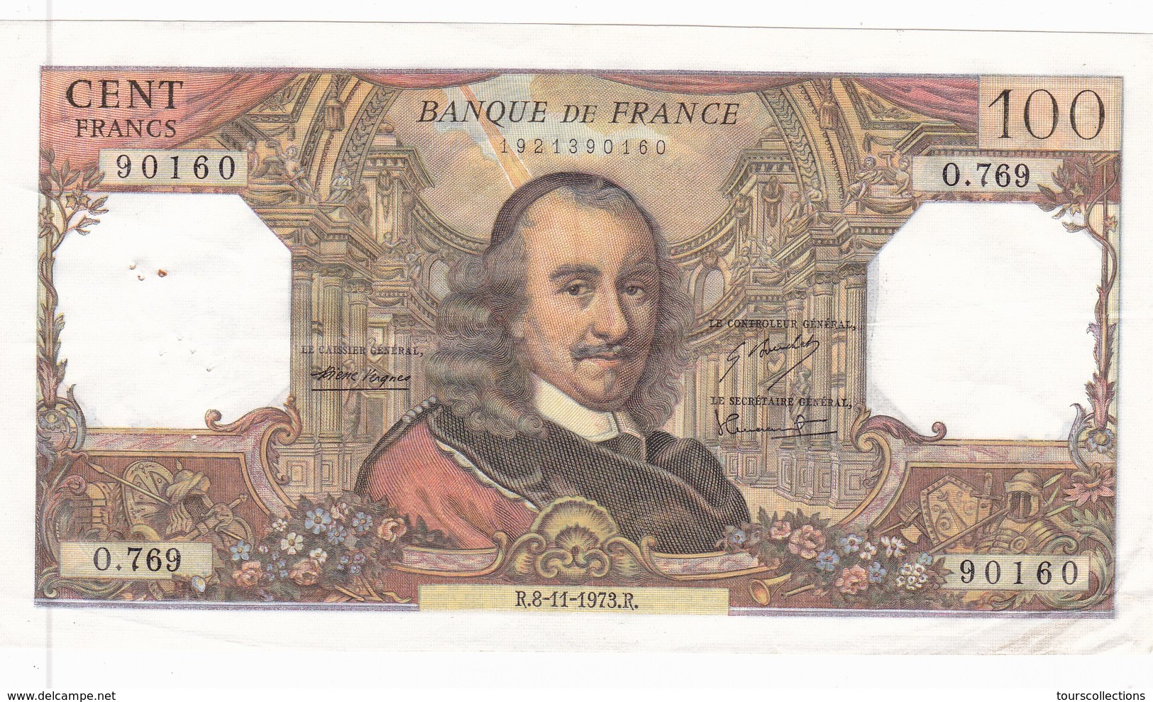 Billet 100 FRANCS TB + Du 8 Novembre 1973 De CORNEILLE - 90160 Alph. O. 769 @ N° Fayette : 65.44 - 100 F 1964-1979 ''Corneille''