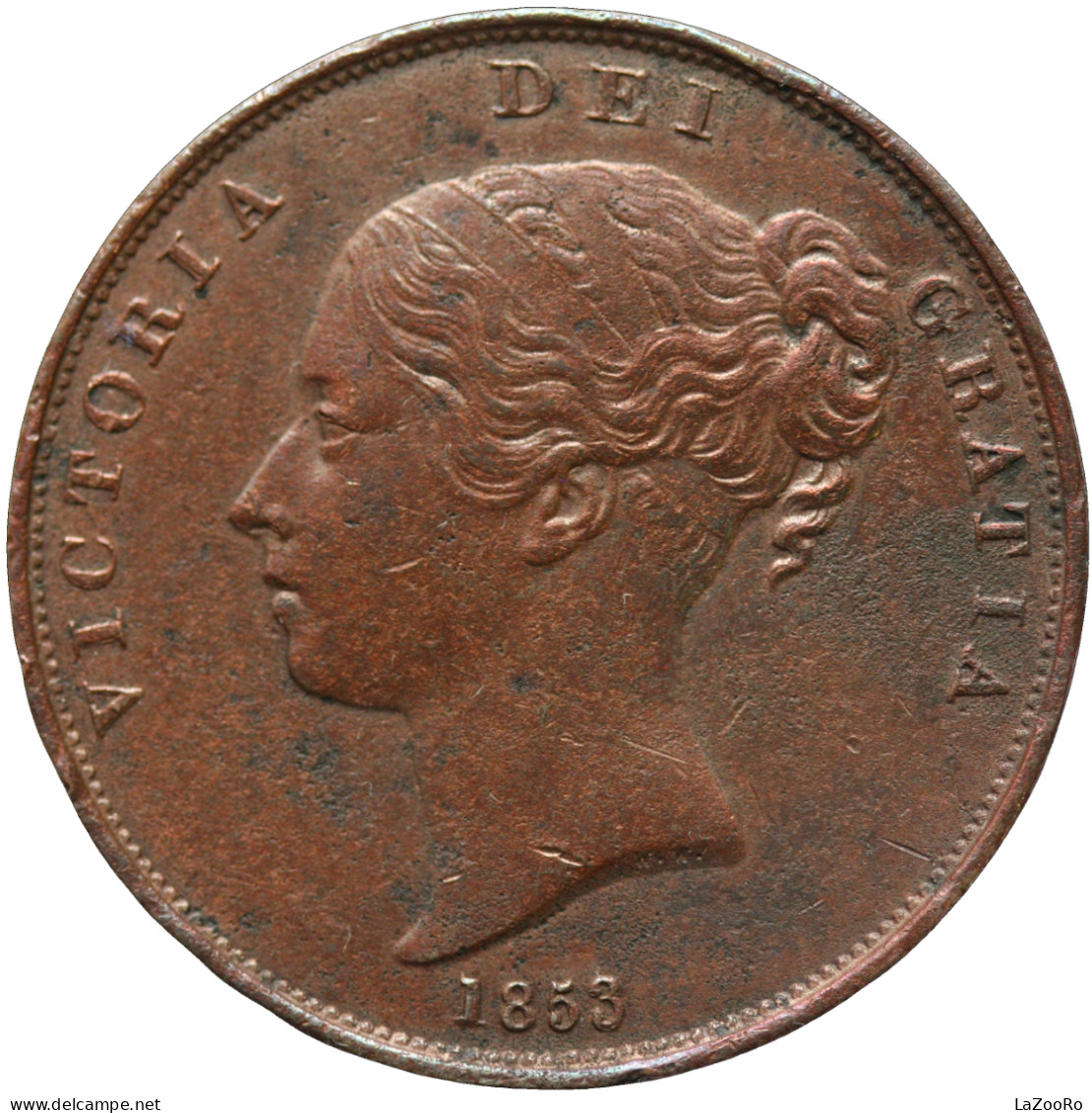 LaZooRo: Great Britain 1 Penny 1853 PROOF RARE Doubling - D. 1 Penny
