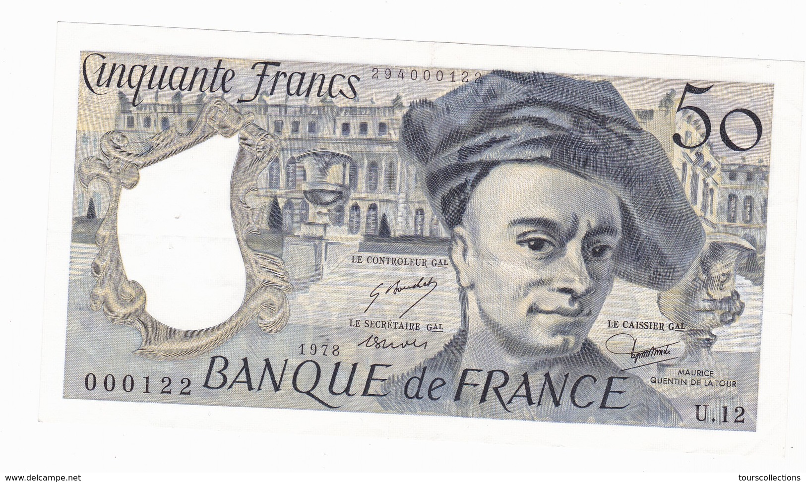 Billet 50 FRANCS De 1978 De QUENTIN DE LA TOUR - 000122 Alph. U.12 @ N° Fayette : 67.3 - 50 F 1976-1992 ''Quentin De La Tour''