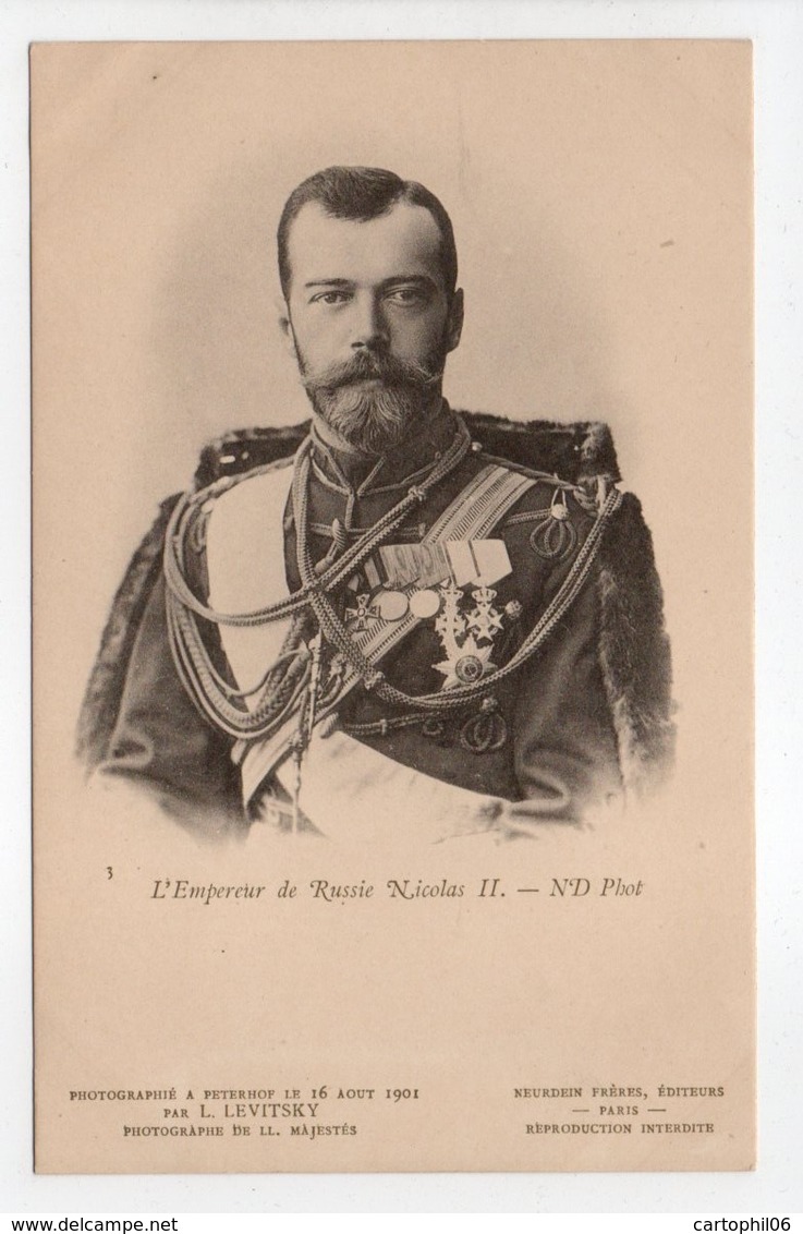 - CPA FAMILLES ROYALES - L'Empereur De Russie Nicolas II - Photo Neurdein N° 3 - - Case Reali