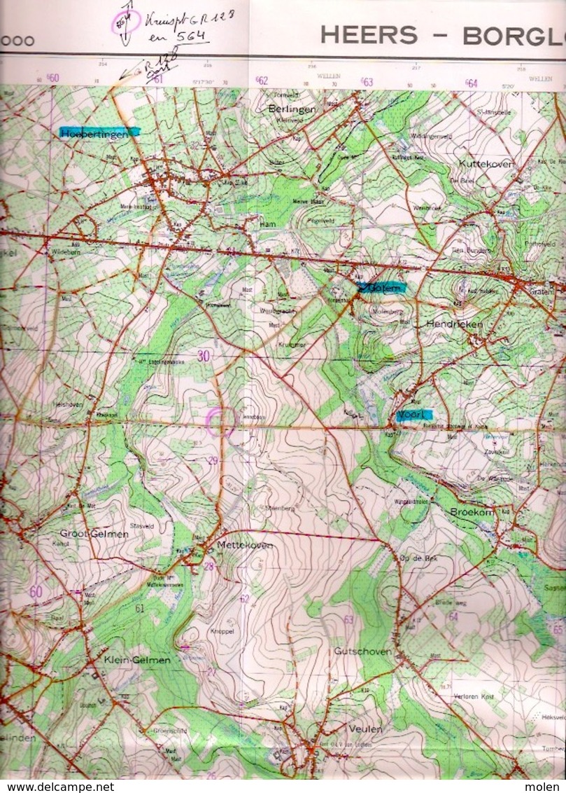 ©1976 HEERS BORGLOON STAFKAART 33/7-8 LAUW RUTTEN VECHMAAL HORPMAAL WIDOOIE OTRANGE KONINKSEM BOEKHOUT RIJKEL GOTEM S914 - Heers