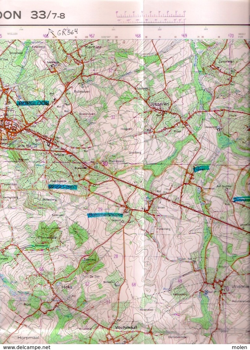 ©1976 HEERS BORGLOON STAFKAART 33/7-8 LAUW RUTTEN VECHMAAL HORPMAAL WIDOOIE OTRANGE KONINKSEM BOEKHOUT RIJKEL GOTEM S914 - Heers