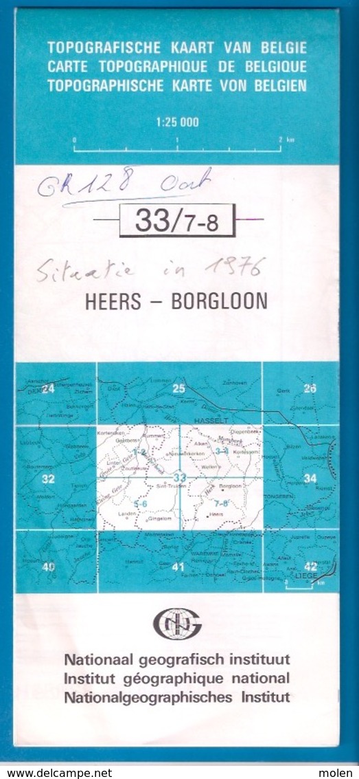 ©1976 HEERS BORGLOON STAFKAART 33/7-8 LAUW RUTTEN VECHMAAL HORPMAAL WIDOOIE OTRANGE KONINKSEM BOEKHOUT RIJKEL GOTEM S914