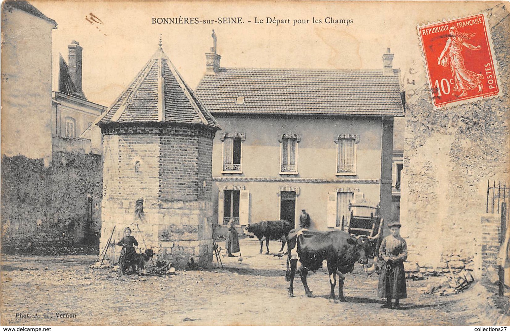 78-BONNIERES-SUR-SEINE- LE DEPART POUR LES CHAMPS - Bonnieres Sur Seine