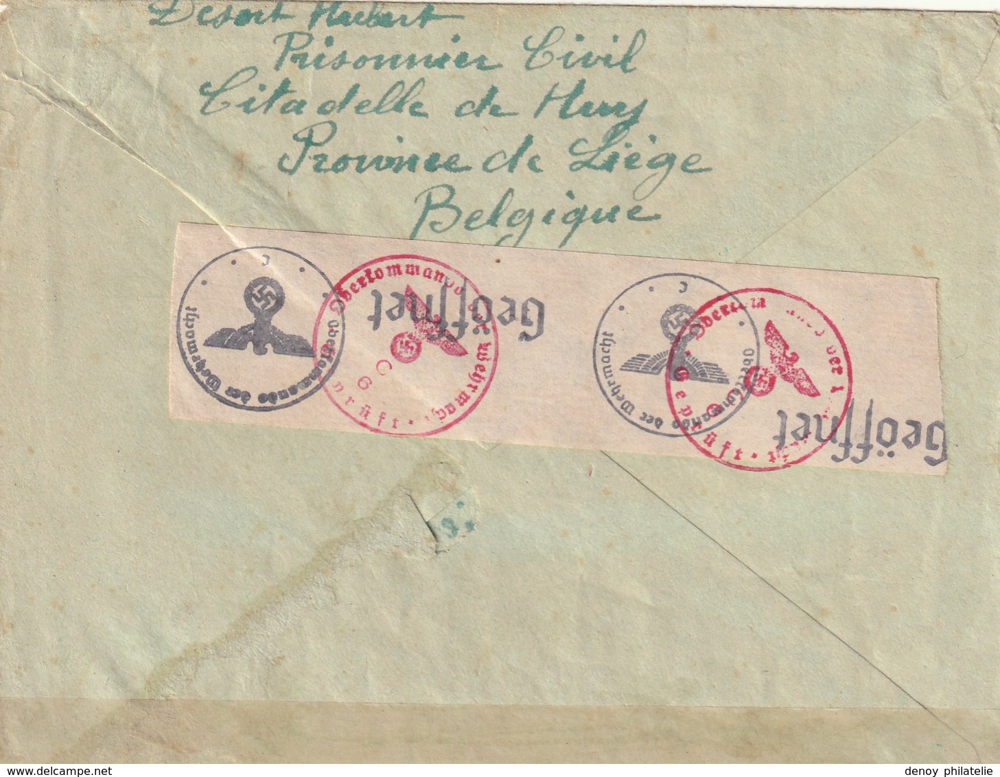 Belguique - Lettre De La Zitadelle De Huy Datée Du 29 12 1942 Pour Le Nord De La France, D Un Prisonnier Civil - Guerre 40-45 (Lettres & Documents)