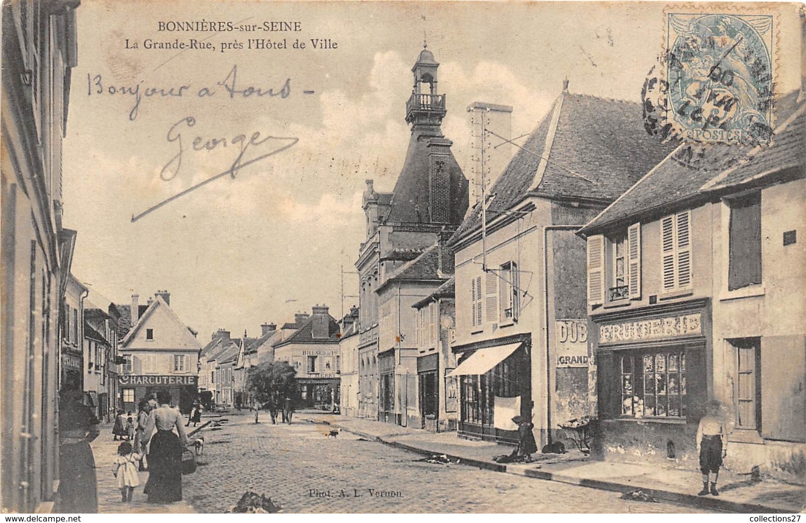 78-BONNIERES-SUR-SEINE - LAGRANDE RUE PRES L'HÔTEL DE VILLE - Bonnieres Sur Seine