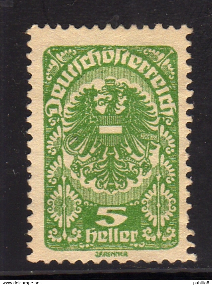 AUSTRIA ÖSTERREICH 1919 1920 COAT OF ARMS STEMMA ARMOIRIES 5h MH - Nuovi