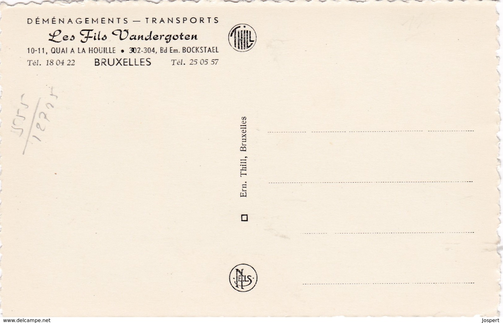 Brussel, Bruxelles, Camion, Vrachtwagen, Déménagements, Vandergoten-Fils, 2 Scans, - Camions & Poids Lourds