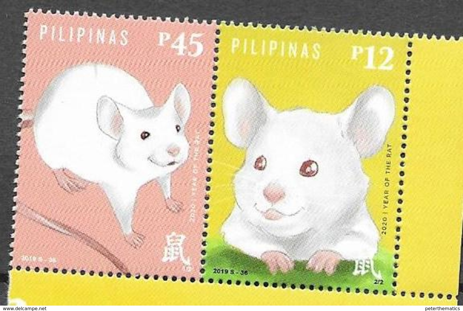 PHILIPPINES, 2019, MNH, CHINESE NEW YEAR, YEAR OF RAT, 2v - Nouvel An Chinois