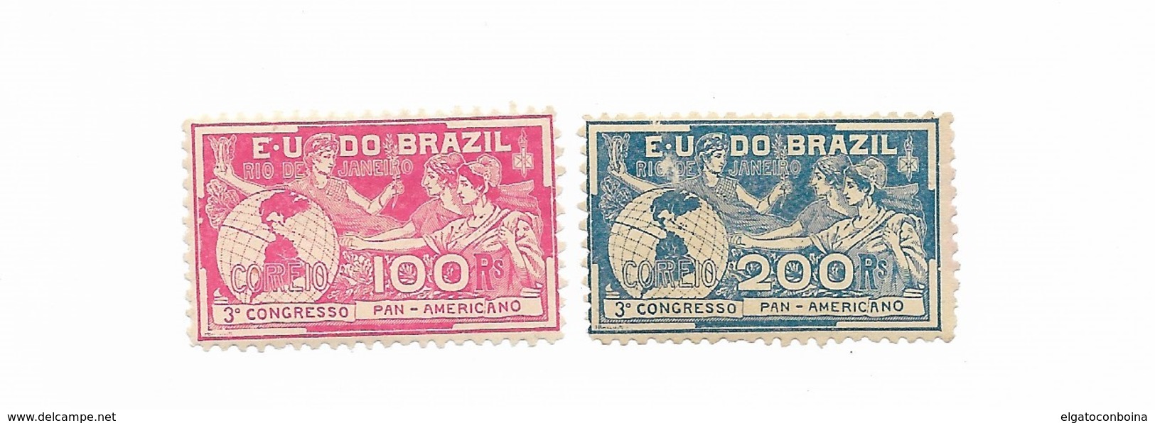 BRAZIL 1905 THIRD PANAMERICAN CONGRESS  SC. 172/173 MICHEL 161/62  MINT HINGED VF/XF! - Ungebraucht