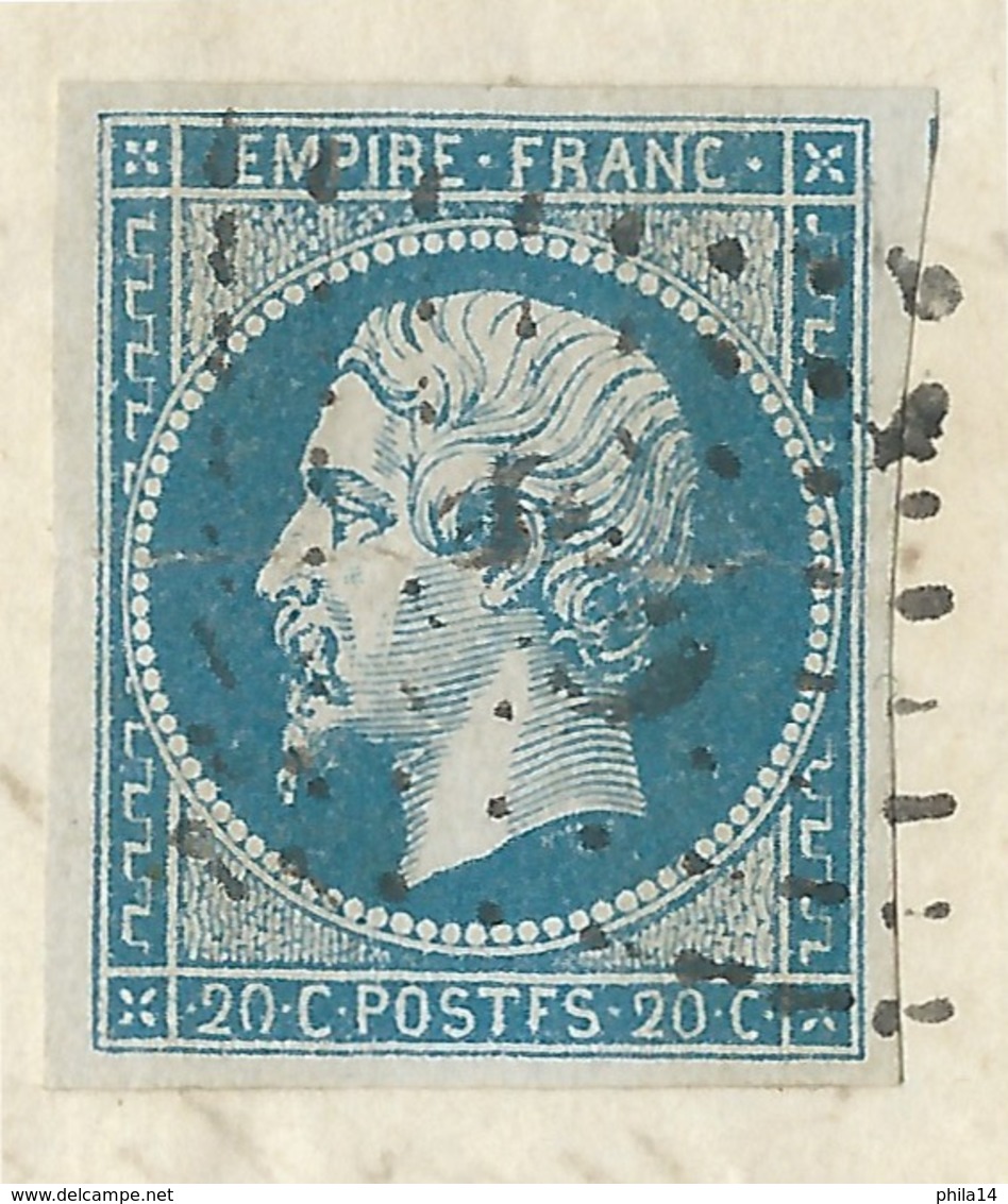 N°14 BLEU NAPOLEON SUR LETTRE / CERET 2 FEV 1859 POUR  CORSAVY / PLI - 1849-1876: Période Classique