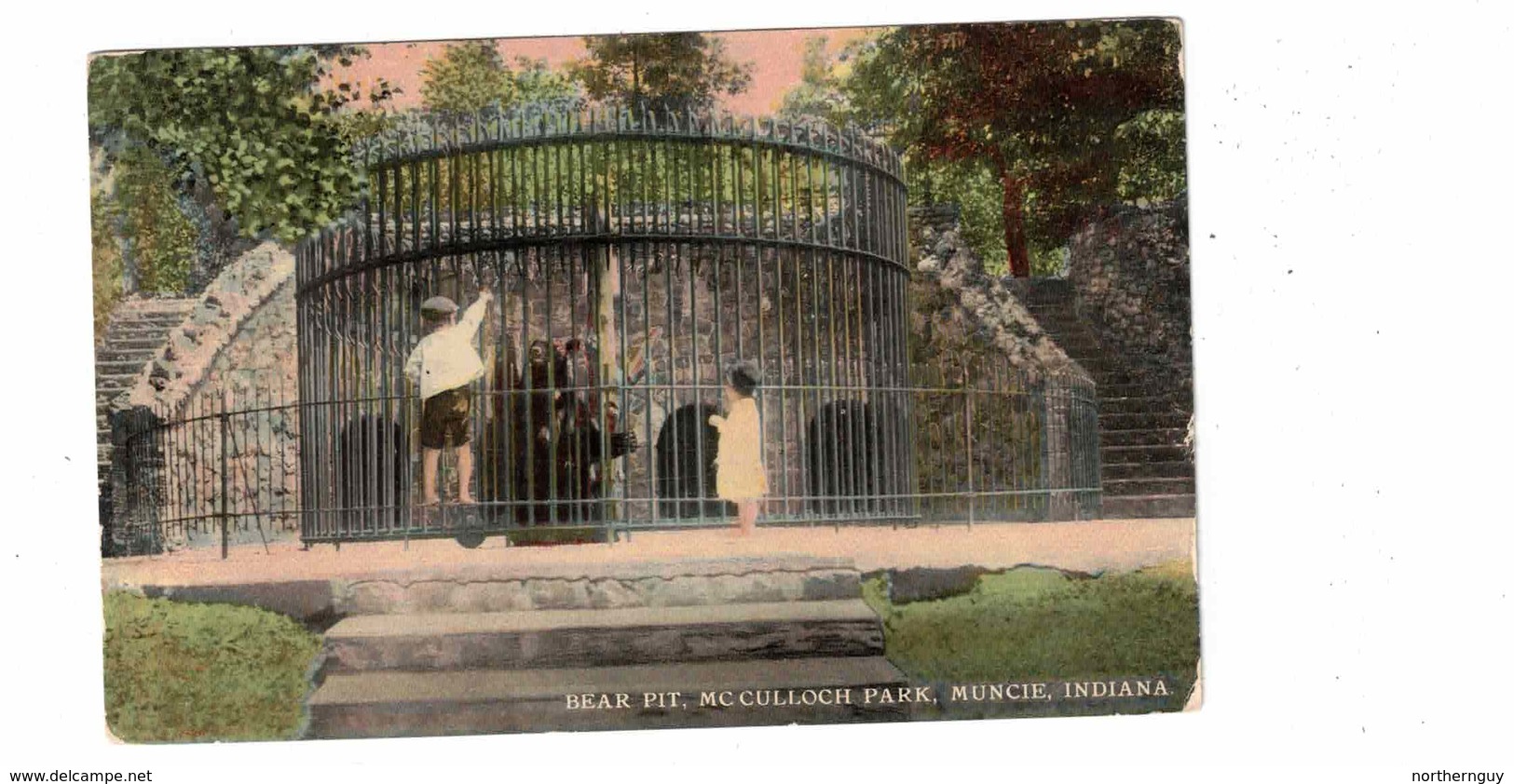 MUNCIE, Indiana, USA, Bear Pit, McCulloch Park, 1912 Knox Postcard - Muncie