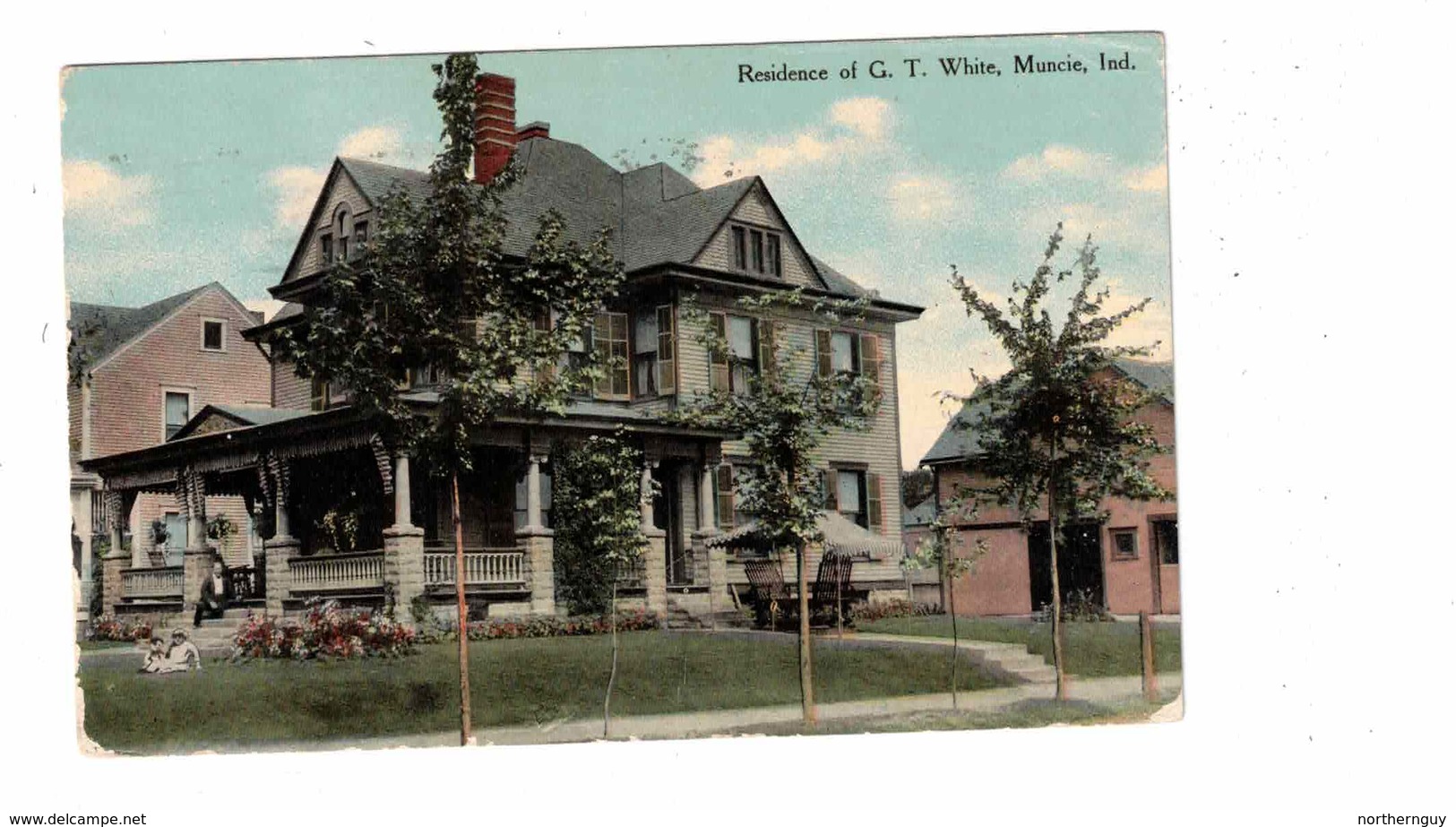 MUNCIE, Indiana, USA, Residence Of G. T. White, 1912 Knox Postcard - Muncie