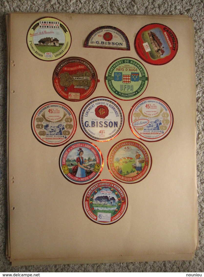 Lot 305 étiquettes fromage anciennes Livarot Camembert Auge Normandie Carré Pont L'Evèque Claudel Touraine Lisieux